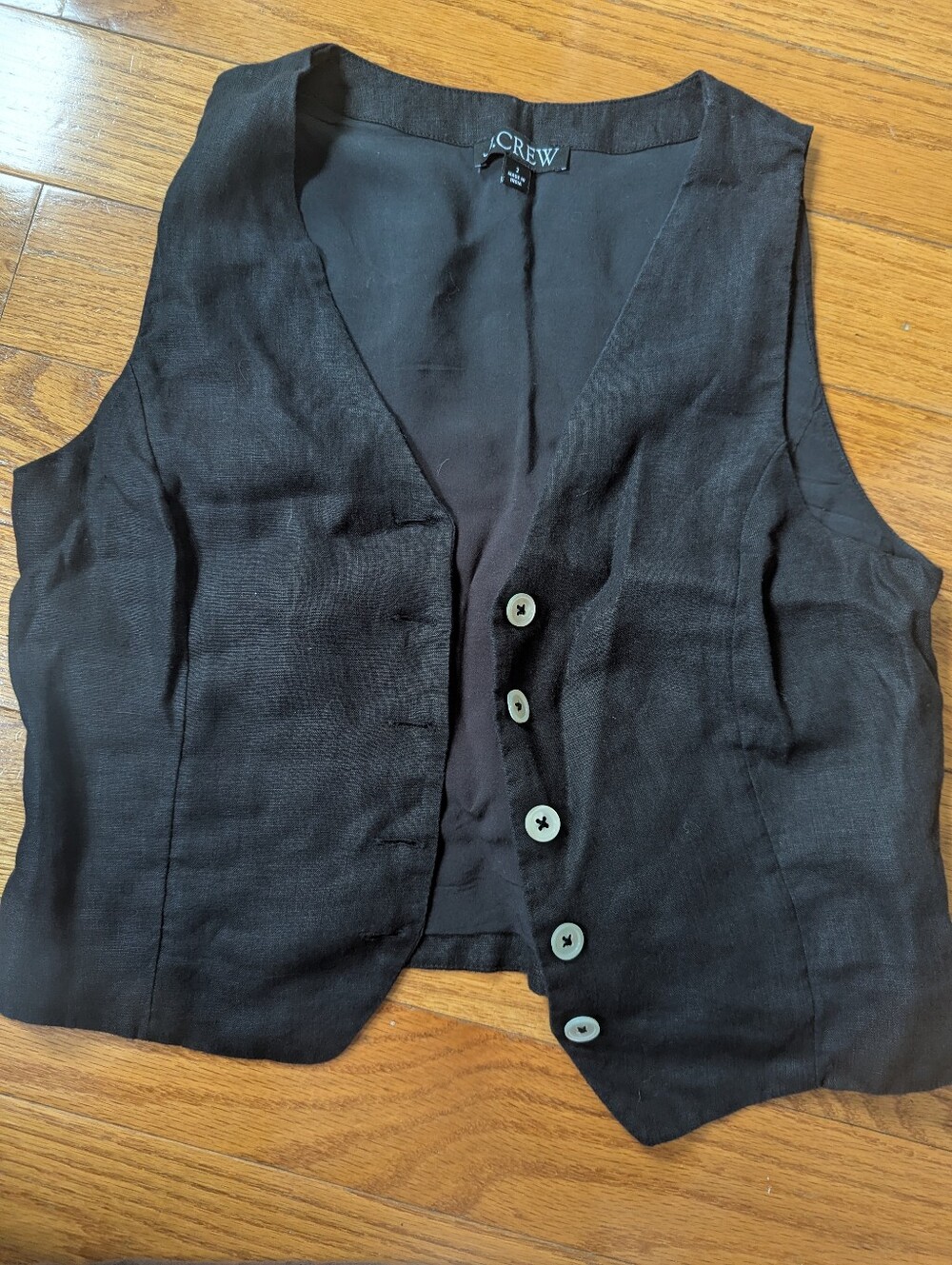 J. Crew Black 100% Linen Vest